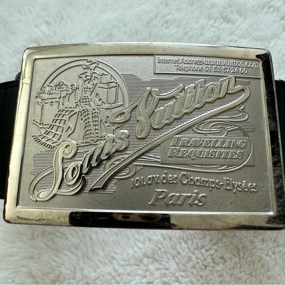 Louis Vuitton Travelling Requisites Black leather belt Authentic size 90 - Picture 2 of 8